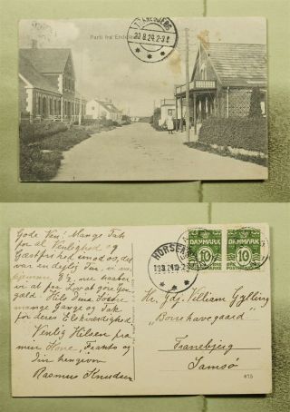 Dr Who 1924 Denmark Endelave Street View Postcard Pair E48873