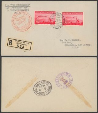 Liechtenstein 1936 - Zeppelin Flight Air Mail Cover To Usa 32145/1