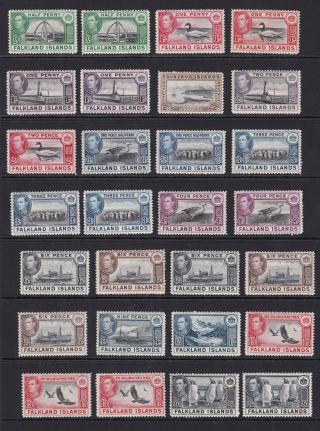 Falkland Islands.  1938 - 50.  1/2d To 2/6 Selection.
