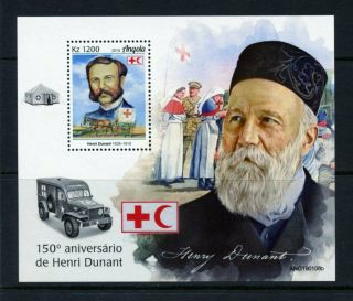Angola 2019 150th Anniversary Of Henri Dunant Red Cross Souvenir Sheet Nh
