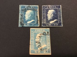 Old Stamps Sicily X 3 Inc Early Issues