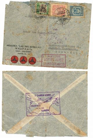 Scadta 1939 Cover | Correo Aereo Transoceanico | Cali - Germany | C110