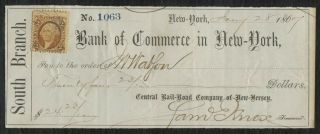 R15c Central Rail - Road Co Of Jersey Cancel On Bank Check