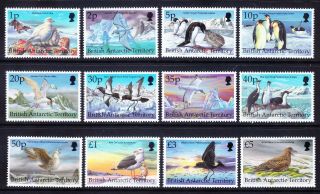 British Antarctic Territory 1998 Qeii Sg2901/301 (12) Birds Unmounted Cv£45