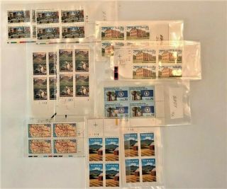U.  S.  Stamps Plate Blocks,  10 Mnh Plates,  29 Cent Stamps 4 With Duplicates,  2 Not