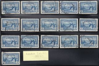 Canada: C9 7c Blue Goose Airmail,  (x16) London On,  Square Circle Lot F - Vf