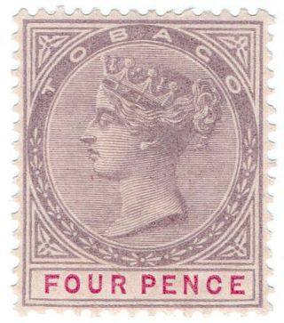 (i.  B) Tobago Revenue : Duty Stamp 4d (1890)