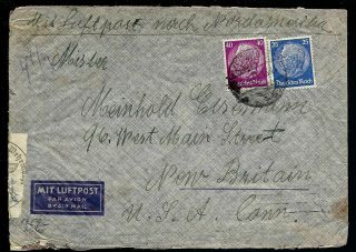 Germany 1941 Censored Cover To Britain Connecticut