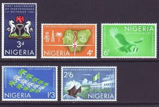 Nigeria 1961 Sc 118 - 122 Mnh Set 1st Anniversary