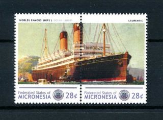 [90655] Micronesia Ships Laurentic Ocean Liners White Star Line Pair Mnh