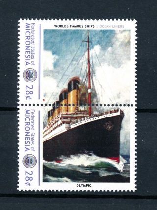 [90656] Micronesia Ships Olympic Ocean Liners White Star Line Pair Mnh