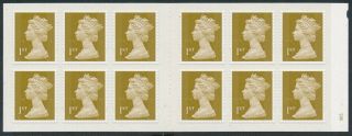 Gb 12 X 1st Gold Booklet Scarce Mtil/m12l Cyl W5 Short Bands At Bottom Mcc £40