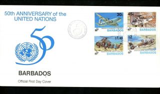 Postal History Barbados Fdc 901 - 904 Un United Nations Aviation Aircraft 1995