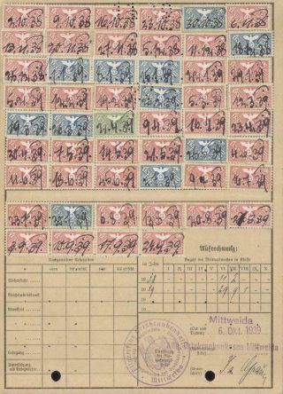 Germany Nazi Era Social Insurance Card Revenues 1938 Mittweida Fiscal