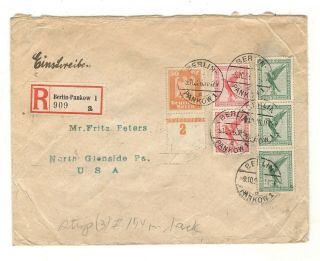 Germany 1926 Registered Cover,  Berlin - Pankow,  W/scott C27 (stp Of 3),  C28 (pr)