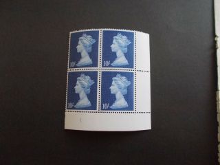 Gb Qeii 1969 10/ - Machin High Value In Plate Block Of 4 Plate 1 Unmounted