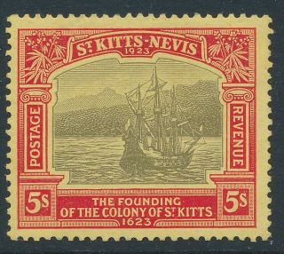 Sg 59 St Kitts Nevis 5/ - Black And Red Pale Yellow,  Fresh Mounted Cat £90