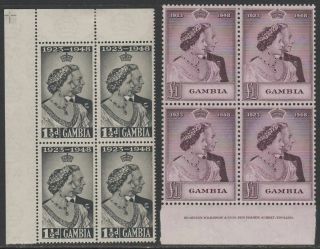 Gambia 1948 Kgvi Royal Silver Wedding 1½d,  £1 Blocks Sg164 - 165 Cat £84 Rsw