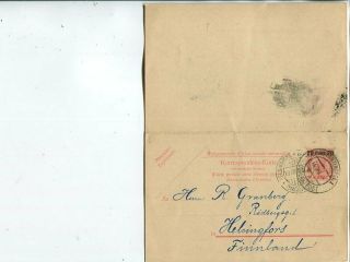 Austria Mail In Levant 20,  20 Para Double Postal Card To Finland 1909,  No Message