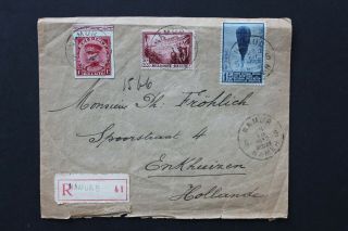 Db022 Belgium 1932 Registered Cover To Holland 1fr Stamp From Postal Stationery