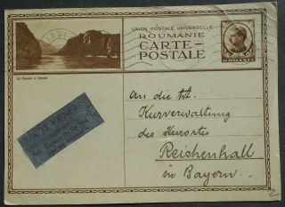 Romania 1936 Postcard Sent From Iasi To Germany Franked W/ 6 Lei Stamp