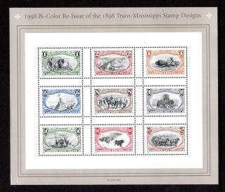 1998 Trans - Mississippi Mnh Sheetlet 9 Stamps 1 Cent To $2 Not Cat By Me
