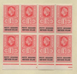Northern Ireland Unmounted Block Of Eight One Shilling Petty Sessions