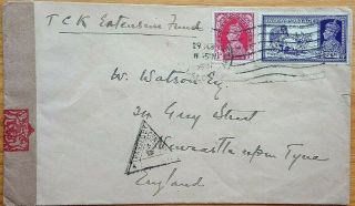 India 1941 Cover To England With Red / Brown Censor Tape & Unusual 78 Cachet