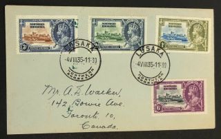 Northern Rhodesia 18 - 21 Great Cover Silver Jubilee To Canada 1935 Gd 804