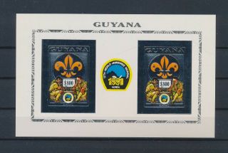 Lk50445 Guyana 1991 Imperf World Jamboree Scouting Silver Foil Sheet Mnh