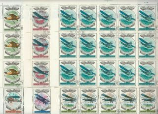 25x Russia Ussr 1977 Aviation Airplanes (full Folded Sheets) Cto [a5]