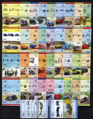 Nevis,  1984 - 86 All Sets Automobile Car,  38 Pairs.  76v,  Sc 285 - 322 / Mnh