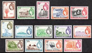 Tristan Da Cunha Qeii 1954 Sg14/27 To Very Fine Set Of Lmm Stamps