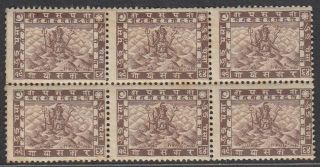 Nepal 1907 Siva Mahadeva Issue 2p Brown (sg:30) Block Six.