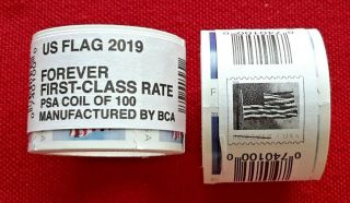 One (1) Roll /Coil of 2019 US FLAG USPS FOREVER Postage Stamps Mfg by BCA 5343 3