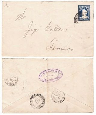 Chile 1900 Postal Card Cover Stationary To Tenuco Columbus Usa