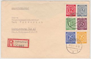 Germany 1947 (15.  2. ) Local Reg.  Cover Franking Ludwigsburg 2 Nd.  Rate