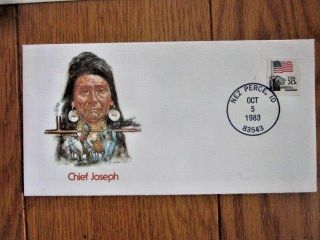 Chief Joseph Nez Perce American Indian 1983 Fleetwood Cachet Cover Biography On