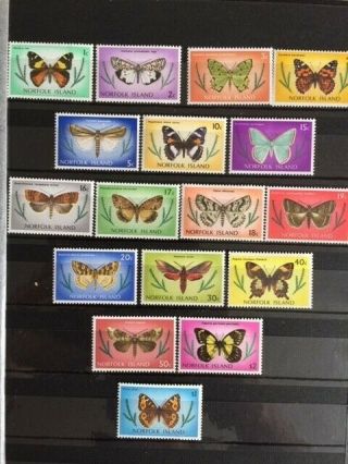 Norfolk Butterflies And Moths 17v Complete Mnh Sg 179 - 195 Sc 201 - 217
