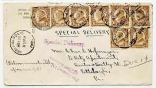 Us 1933 Special Delivery Rpo Cover Indianapolis In 598 X8 Coil To Pittsburgh Pa