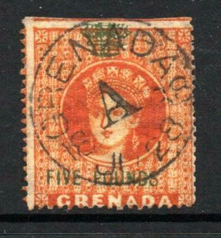 Grenada Revenue 1875 £5 Orange And Green Fine Unlisted