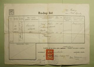 Dr Who 1914 Slovakia Surany Document With Revenue E43848