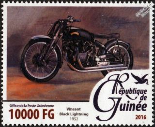1952 Vincent Black Lightning Motorcycle / Motorbike Stamp (2016 Guinea)