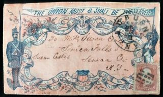 65 Civil War Patriotic - Overall Design Blue On Pink " The Union Must "