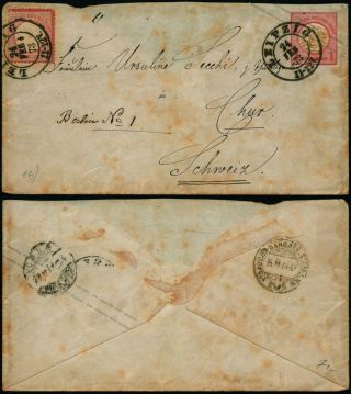 J647 Germany Stationery Envelope Switzerland Leipzig Chur 1873