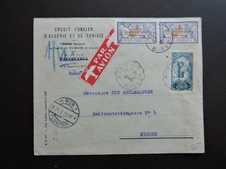 1932 French Morocco Stamps,  Tied Air Label - Vienna Austria V France Overprints