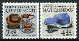 Turkey 2019 Mnh Minerals Blue Chalcedony 2v Set Artefacts Jewellery Art Stamps