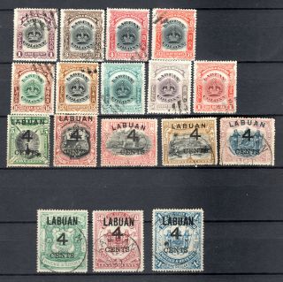Malaya 1899 - 1903 Straits Settlements North Borneo Labuan Selection Of Use Stamps
