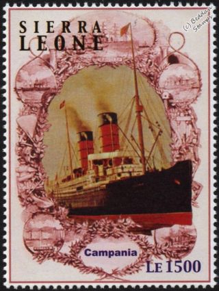 Rms Campania Cunard Line Cruise / Ocean Liner Ship Stamp / 2005 Sierra Leone