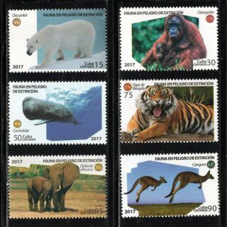 1cuba Sc 6003 - 6008 Endangered Species Animals Elephant Cpl Set Of 6 2017 Mnh